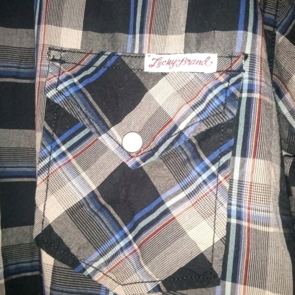 Lucky Brand Men's Western Pearl Snap Long Sleeve Plaid Shirt -  Size Large - Picture 2 of 5